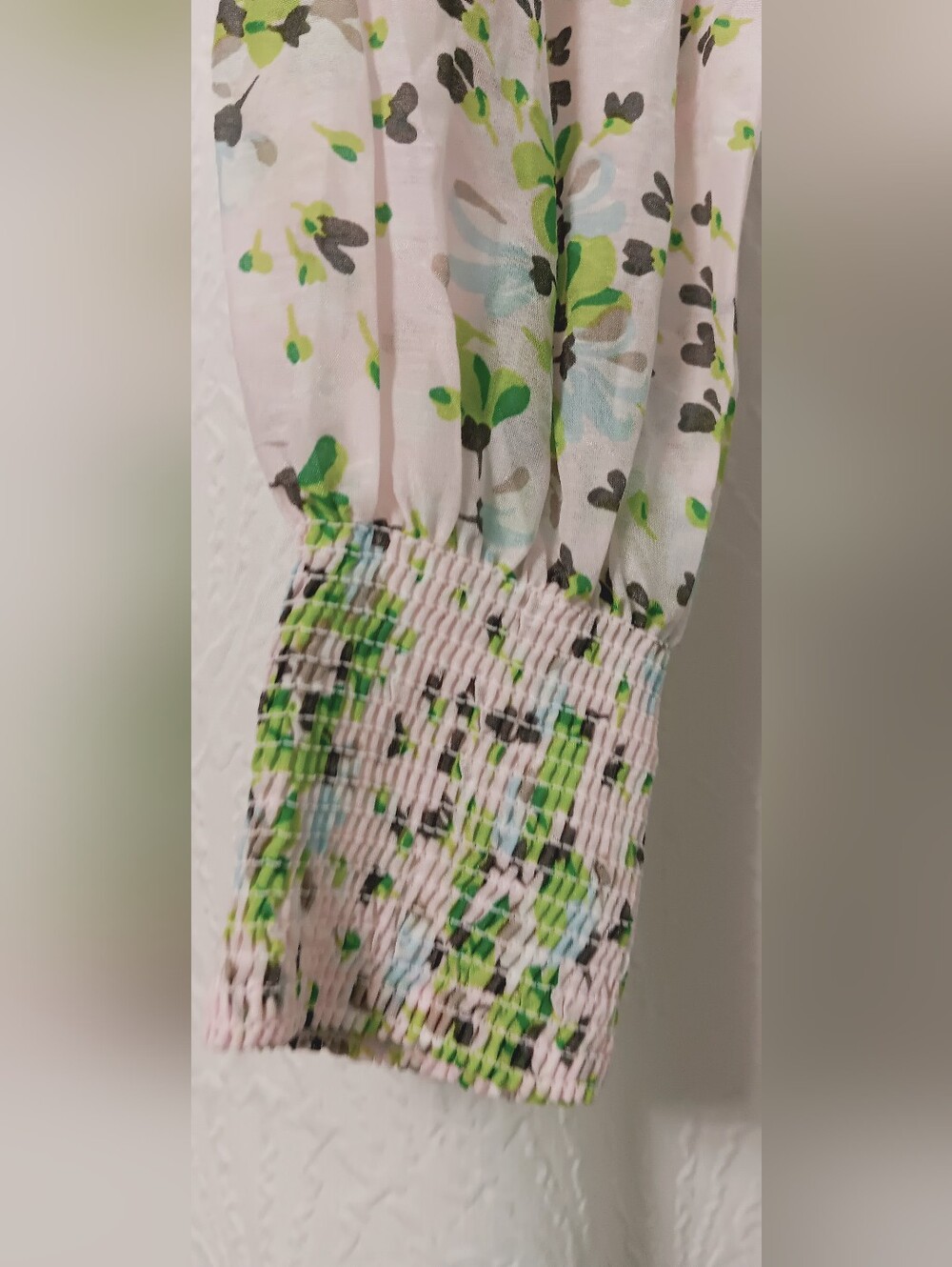 ME+EM Soft Pink- Green Floral Midi Dress. Pockes, Zipper On Side, V-neck Size 8 - Picture 6 of 16